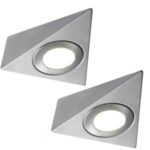 Loops 2x Brushed Nickel Pyramid Surface Under Cabinet Kitchen Light & Driver Kit - Warm White LED Loops 2x Brushed Nickel Pyramid Surface Under Cabinet Kitchen Light & Driver Kit - Warm White LED