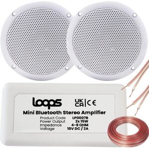 Loops SMART HOME Bluetooth Amplifier & 2 Ceiling Mini Speakers Kit - Compact HiFi Amp Loops SMART HOME Bluetooth Amplifier & 2 Ceiling Mini Speakers Kit - Compact HiFi Amp