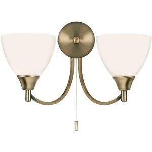 Loops Twin Wall Light Antique Brass & Frosted Glass - Wall Light Loops Twin Wall Light Antique Brass & Frosted Glass - Wall Light