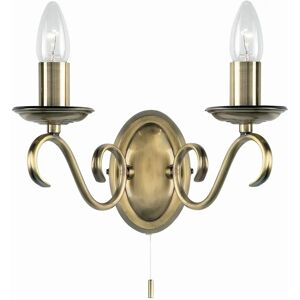 Loops Dimmable LED Twin Wall Light Antique Brass - Wall Light Loops Dimmable LED Twin Wall Light Antique Brass - Wall Light
