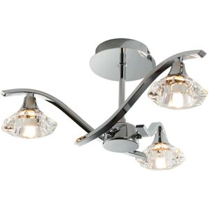 Langella Chrome Crystal 3-Light Semi Flush Ceiling Light Langella Chrome Crystal 3-Light Semi Flush Ceiling Light