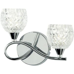 Loops LED Twin Wall Light - Chrome, Glass Pattern Shade, Dimmable - Wall Light Loops LED Twin Wall Light - Chrome, Glass Pattern Shade, Dimmable - Wall Light