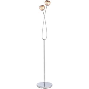 Loops Twin Light Floor Lamp Chrome & Glass Modern Lounge - Floor Lamp Loops Twin Light Floor Lamp Chrome & Glass Modern Lounge - Floor Lamp