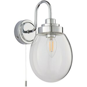 Loops IP44 Bathroom Wall Light Chrome & Round Clear Glass Modern Curved Arm Oval Lamp - Wall Light Loops IP44 Bathroom Wall Light Chrome & Round Clear Glass Modern Curved Arm Oval Lamp - Wall Light