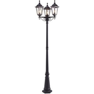 Loops Outdoor Lantern Lamp Post - Garden Bollard - 3 Light - 2.3m Tall - Matte Black Loops Outdoor Lantern Lamp Post - Garden Bollard - 3 Light - 2.3m Tall - Matte Black