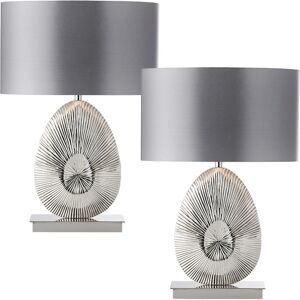 Loops 2 Pack Modern Nickel Bedside Table Lamp - Table Lamp Loops 2 Pack Modern Nickel Bedside Table Lamp - Table Lamp