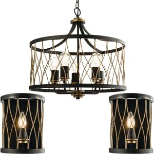 Loops 5 Vintage Bulb Ceiling Lamp & 2x Matching Wall Light - Ceiling & Wall Lights Loops 5 Vintage Bulb Ceiling Lamp & 2x Matching Wall Light - Ceiling & Wall Lights