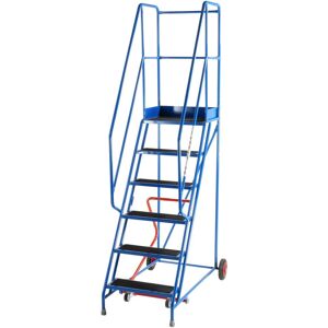 Loops 6 Tread Mobile Warehouse Stairs - Anti Slip Steps - 2.5m Portable Safety Ladder Loops 6 Tread Mobile Warehouse Stairs - Anti Slip Steps - 2.5m Portable Safety Ladder