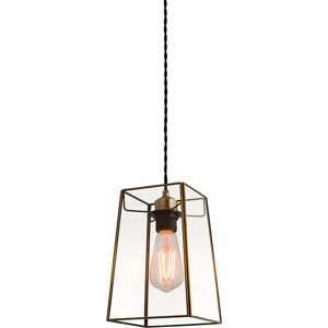 Vintage Brass Square Glass Pendant Light - Pendant Light Vintage Brass Square Glass Pendant Light - Pendant Light