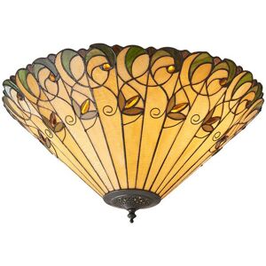 Loops Tiffany Glass Semi Flush Ceiling Light Amber Floral - Ceiling Light Loops Tiffany Glass Semi Flush Ceiling Light Amber Floral - Ceiling Light