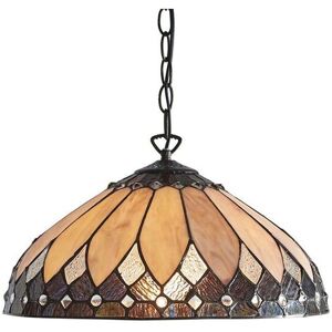 Loops Tiffany Glass Hanging Pendant Light Dark Bronze - Art Deco Style Loops Tiffany Glass Hanging Pendant Light Dark Bronze - Art Deco Style