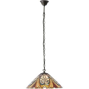 Loops Tiffany Glass Pendant Light - Ceiling Lamp - Bronze Chain - 420mm Loops Tiffany Glass Pendant Light - Ceiling Lamp - Bronze Chain - 420mm