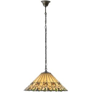 Loops Tiffany Glass Pendant Light - Floral Shade - Adjustable Drop Loops Tiffany Glass Pendant Light - Floral Shade - Adjustable Drop