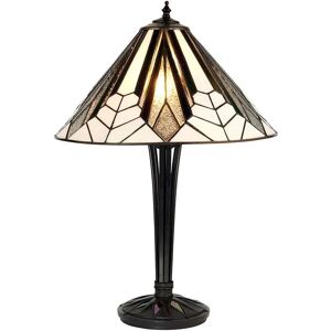 Loops Tiffany Glass Table Lamp - Art Deco Style Black Iridised - 620mm Loops Tiffany Glass Table Lamp - Art Deco Style Black Iridised - 620mm