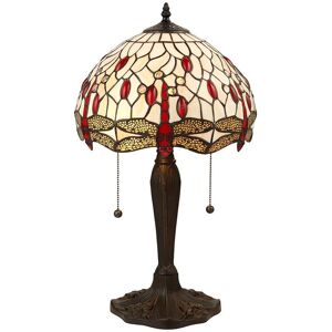 Loops Tiffany Dark Bronze & Cream Red Dragonfly Lamp - Table Light Loops Tiffany Dark Bronze & Cream Red Dragonfly Lamp - Table Light