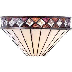 Loops Tiffany Glass Wall Light Rich Cream & Diamond Trim Shade - Wall Light Loops Tiffany Glass Wall Light Rich Cream & Diamond Trim Shade - Wall Light