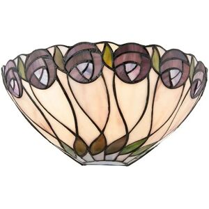 Loops Tiffany Glass Wall Light - Mackintosh Rose Shade Interior Sconce Loops Tiffany Glass Wall Light - Mackintosh Rose Shade Interior Sconce