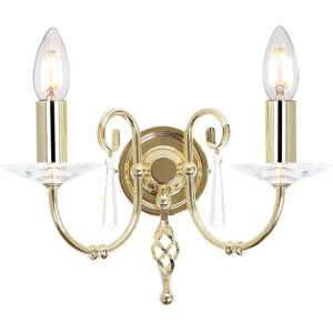 Loops Twin Wall Light - Cut Glass Droplets - Brass - E14 60W - Wall Light Loops Twin Wall Light - Cut Glass Droplets - Brass - E14 60W - Wall Light