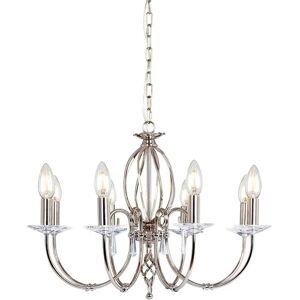 Loops 8 Bulb Chandelier - Glass Droplets - Polished Nickel - LED E14 - 60W - Chandelier Loops 8 Bulb Chandelier - Glass Droplets - Polished Nickel - LED E14 - 60W - Chandelier