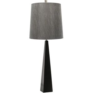 Loops Square Table Lamp Tapered Column Dark Grey Faux Silk Shade Black LED E27 60W - Table Lamp Loops Square Table Lamp Tapered Column Dark Grey Faux Silk Shade Black LED E27 60W - Table Lamp
