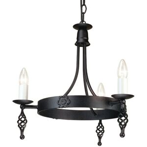 Loops 3 Bulb Chandelier - Medieval Style Scroll Finials - LED E14 60W Loops 3 Bulb Chandelier - Medieval Style Scroll Finials - LED E14 60W