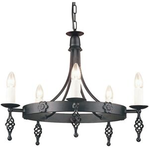 Loops 5 Bulb Chandelier - Medieval Style Scroll Finials - Black - E14 60W Loops 5 Bulb Chandelier - Medieval Style Scroll Finials - Black - E14 60W