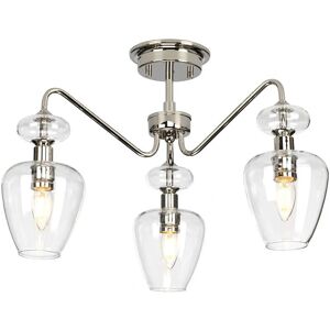 Loops 3 Bulb Semi Flush Light - Polished Nickel - Clear Glass Shades - LED E14 40W - Semi-Flush Light Loops 3 Bulb Semi Flush Light - Polished Nickel - Clear Glass Shades - LED E14 40W - Semi-Flush Light