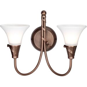 Loops Twin Wall Light Ribbon Feature White Glass Shades Copper Patina LED E14 60W - Wall Light Loops Twin Wall Light Ribbon Feature White Glass Shades Copper Patina LED E14 60W - Wall Light