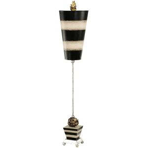 Loops Table Lamp Silver Leaf Ball Feet Taupe & Black Striped Base & Shade LED E27 60W - Table Lamp Loops Table Lamp Silver Leaf Ball Feet Taupe & Black Striped Base & Shade LED E27 60W - Table Lamp