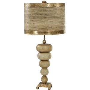 Loops Gold Table Lamp - Pebble Shapes, Striped Shade, LED 60W Loops Gold Table Lamp - Pebble Shapes, Striped Shade, LED 60W
