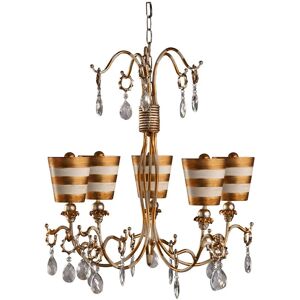Loops 5 Bulb Chandelier Hanging Pendant Light Gold & Cream Patina LED E27 40W - Chandelier Loops 5 Bulb Chandelier Hanging Pendant Light Gold & Cream Patina LED E27 40W - Chandelier