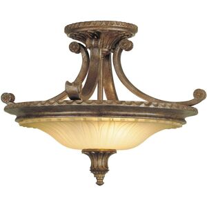 Loops Model ED00984 - Semi-Flush Light with Excavation Glass - British Bronze - 2 LED Bulbs Loops Model ED00984 - Semi-Flush Light with Excavation Glass - British Bronze - 2 LED Bulbs