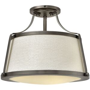 Loops 3 Bulb Semi Flush Light Off White Fabric Shade Antique Nickel LED E27 75W - Semi-Flush Light Loops 3 Bulb Semi Flush Light Off White Fabric Shade Antique Nickel LED E27 75W - Semi-Flush Light