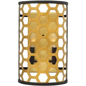 Loops Twin Wall Light Hexagonal Laser Cut Steel Pattern Black Sunset Gold LED E14 60W - Wall Light Loops Twin Wall Light Hexagonal Laser Cut Steel Pattern Black Sunset Gold LED E14 60W - Wall Light