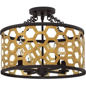 Loops 4 Bulb Semi-Flush Light Hexagonal Laser Cut Steel Sunset Gold Black LED E14 60W - Semi-Flush Light Loops 4 Bulb Semi-Flush Light Hexagonal Laser Cut Steel Sunset Gold Black LED E14 60W - Semi-Flush Light