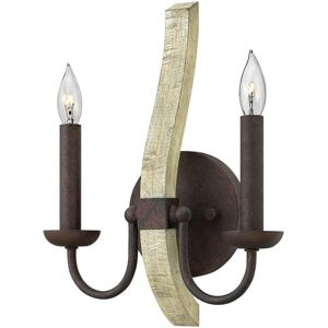 Loops Twin Wall Light - Distressed Wood & Steel - Iron Rust - E14 60W - Wall Light Loops Twin Wall Light - Distressed Wood & Steel - Iron Rust - E14 60W - Wall Light
