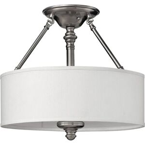Loops 3 Bulb Semi Flush Light - White Fabric Shade - Semi-Flush Light Loops 3 Bulb Semi Flush Light - White Fabric Shade - Semi-Flush Light