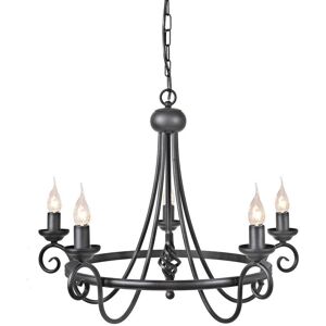 Loops 5 Bulb Chandelier - Black - E14 60W - Medieval Style Loops 5 Bulb Chandelier - Black - E14 60W - Medieval Style