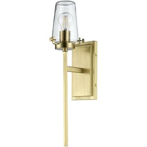 Loops - IP44 Wall Light Tall - Brushed Brass - Clear Glass Shade - Wall Light Loops - IP44 Wall Light Tall - Brushed Brass - Clear Glass Shade - Wall Light