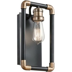 Loops Wall Light Sconce Black and Natural Brass LED E27 60W Bulb - Wall Light Loops Wall Light Sconce Black and Natural Brass LED E27 60W Bulb - Wall Light