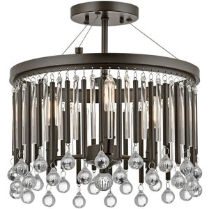 Loops 3 Bulb Semi Flush Light Black Metal Rods - Semi-Flush Light Loops 3 Bulb Semi Flush Light Black Metal Rods - Semi-Flush Light