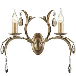 Loops Twin Wall Light Lily Leaves Smoked Cut Glass Deoplets Bronze Patina LED E14 60W Loops Twin Wall Light Lily Leaves Smoked Cut Glass Deoplets Bronze Patina LED E14 60W