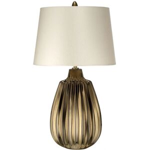 Loops Table Lamp Pearl Textured Satin Shade & Bronze Ceramic LED E27 60W - Table Lamp Loops Table Lamp Pearl Textured Satin Shade & Bronze Ceramic LED E27 60W - Table Lamp