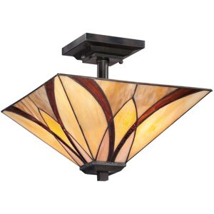 Loops Valiant Bronze Tiffany Style 2-Bulb Semi-Flush Ceiling Light - Ceiling Light Loops Valiant Bronze Tiffany Style 2-Bulb Semi-Flush Ceiling Light - Ceiling Light