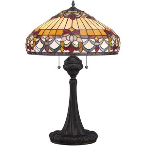 Loops Ed02158 - Tiffany Glass Vintage Bronze Table Lamp - 2 Bulbs Loops Ed02158 - Tiffany Glass Vintage Bronze Table Lamp - 2 Bulbs