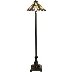 Loops Valiant Bronze Tiffany Style Coloured Glass Shade 2 Bulb Floor Lamp - Floor Lamp Loops Valiant Bronze Tiffany Style Coloured Glass Shade 2 Bulb Floor Lamp - Floor Lamp