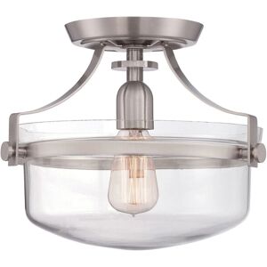 Unbranded - ED02327 - Brushed Nickel Semi-Flush Light with Clear Glass Shade - Semi-Flush Light Unbranded - ED02327 - Brushed Nickel Semi-Flush Light with Clear Glass Shade - Semi-Flush Light