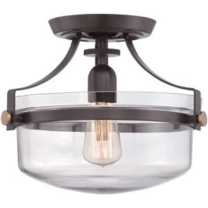 Loops Semi Flush Light Inverted Clear Glass Shade Banded Metal Bronze LED E27 60W - Semi-Flush Light Loops Semi Flush Light Inverted Clear Glass Shade Banded Metal Bronze LED E27 60W - Semi-Flush Light