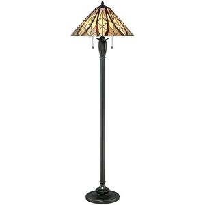 Valiant Bronze Floor Lamp - Tiffany Style Coloured Shade - 60W E27 LED Valiant Bronze Floor Lamp - Tiffany Style Coloured Shade - 60W E27 LED