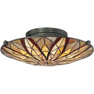 Loops Valiant Bronze Tiffany Style Coloured Glass Semi-Flush Light - Semi-Flush Light Loops Valiant Bronze Tiffany Style Coloured Glass Semi-Flush Light - Semi-Flush Light